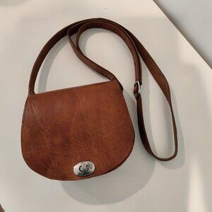Moroccan handmade brown leather shoulder bag